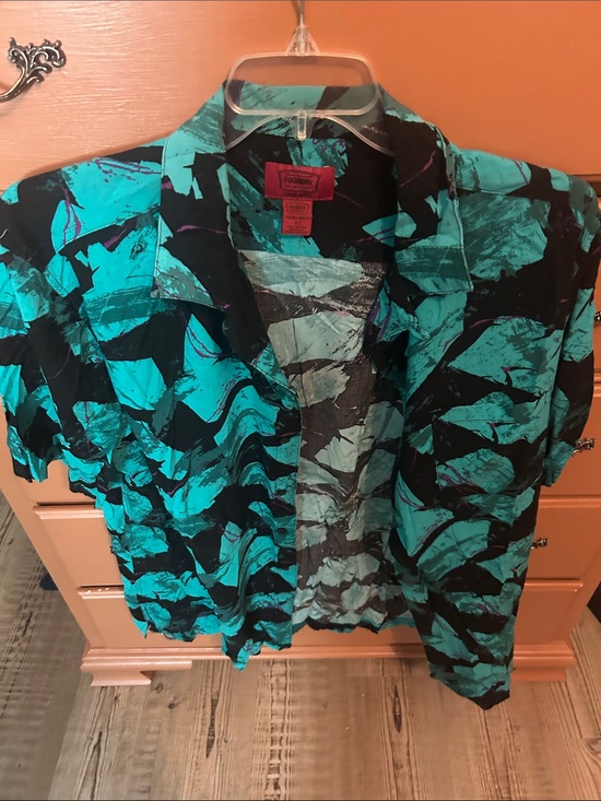 The Foundry Supply Co. Tops - The Foundry Supply Co. Teal & Black Abstract Button-Front Women's Shirt